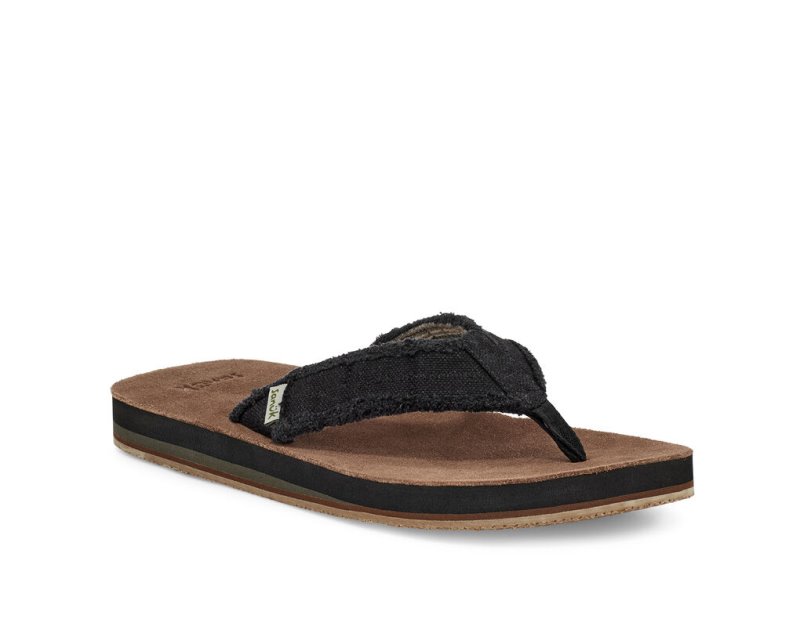 Sanuk Fraid Not Soft Top Eco-Friendly - Sanuk Flip Flops Mens Black - Philippines RZVTUM763